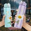 1PC White Daisy Butterfly Branch 750ml Color Plastic Sports Water Bottle Leakproof Flip Straw Lid For Sports Office Home Use
