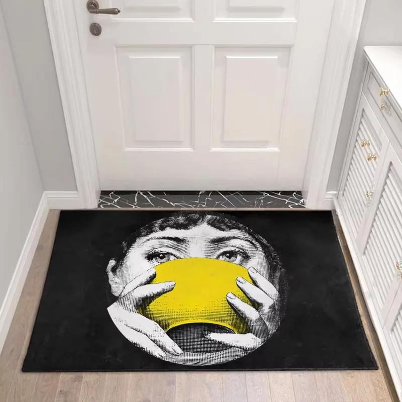 Fun Art Lady Portrait Carpet Rug for Living Room Bedroom Anti-slip Carpets Decor Bedside Soft Floor Mat Kitchen Entrance Mats