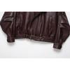 Kaslead New Women clothes Western Style Brown Leather Clothing Heavy Industry Sleeve Profile Short Locomotive Jacket