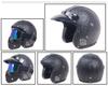 Retro Leather Motorcycle Half Helmet with Visor
