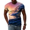 Ocean Wave Pattern T-Shirts Summer Fashion Beach Short Sleeve 3d Printed Top Loose Casual Round neck Holidaywear Mens Tees