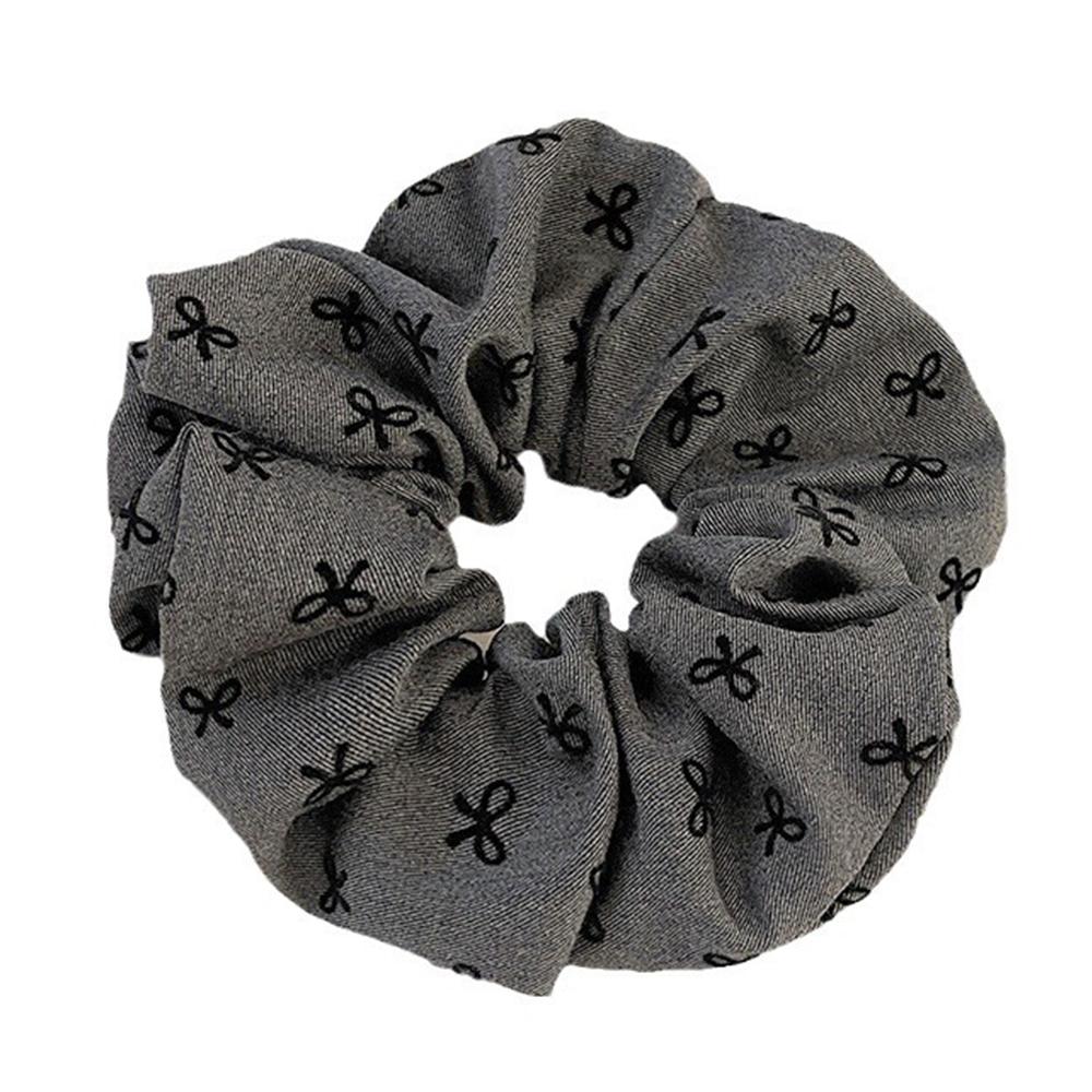 1/2PCS Polka Dot Hair Ties Rope Women Large Size Heart Bowknot Printed Scrunchies Grey Black Hairband Ponytail Holder Headwear