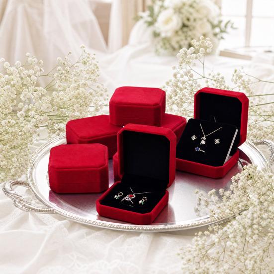 Yousheng 3-in-1 Jewelry Box, Octagonal Design, Soft Flannel Shockproof Organizer, for Necklaces Rings Earrings Wedding