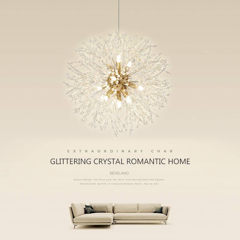 Modern Crystal Dandelion Chandelier Lighting Pendant Lamp For Living Dining Room Children's Room Home Decor Pendant Lights