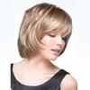 Synthetic Short Blonde Wig for White Women Straight Hair Bob Wig with Bangs Natural Soft Daily Cosplay Halloween Lolita Party