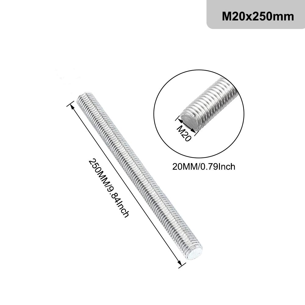 1PCS Threaded Rod 304 Stainless Steel Screw M2 M2.5 M3 M4 M5 M6 M8 M10 M12 M16 M18 M20