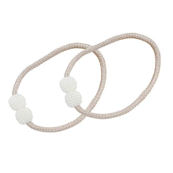 Umbra Studio 1 Pair Faux Pearl Curtain Tiebacks, Elegant Beaded Holdbacks, Woven Rope Decorative Drapery Holders for Living Room Bedroom Kitchen