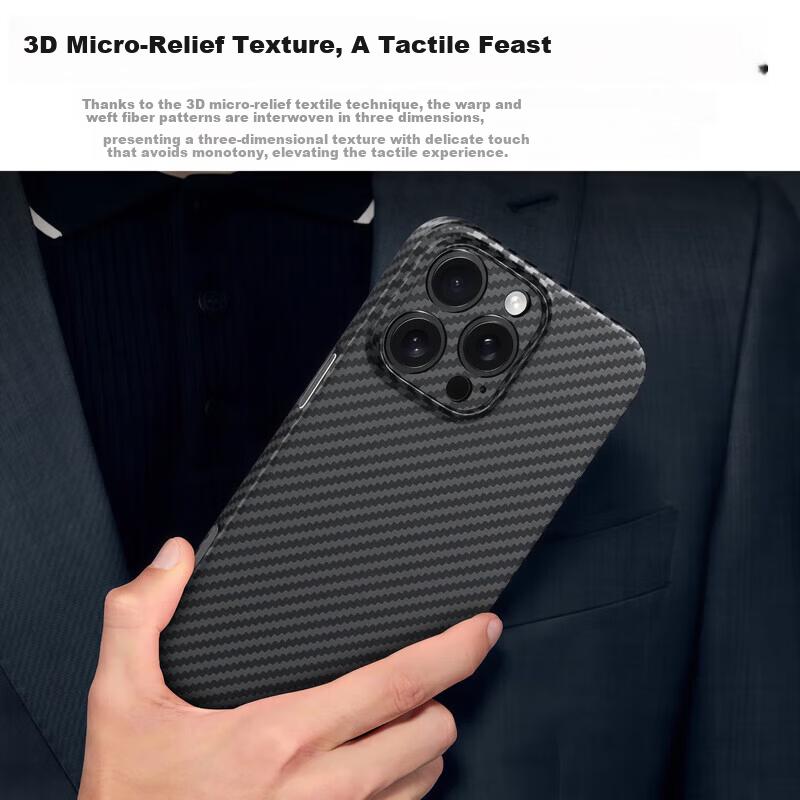 iPhone 15 Case Kevlar Texture Carbon Fiber Feel Ultra-Thin Independent Buttons Drop-Resistant Soft Full-Cover Lens Wireless Charging Compatible