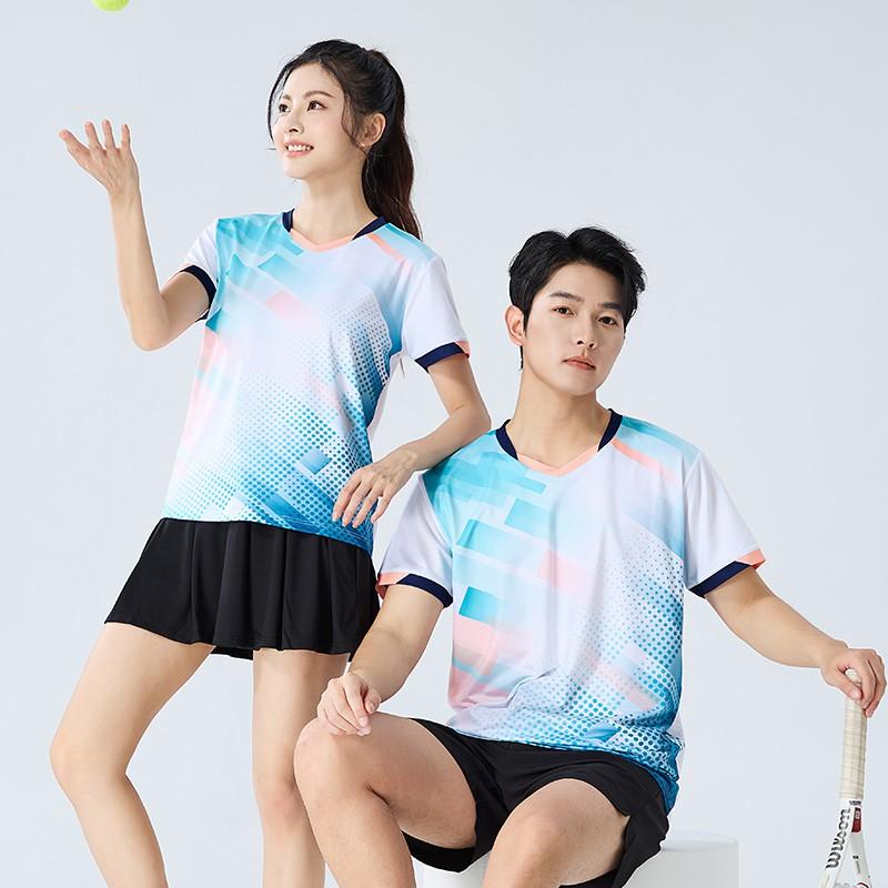 Quick-Dry Badminton Set Women Men Volleyball Table Tennis Training Team Uniform With Number Printing