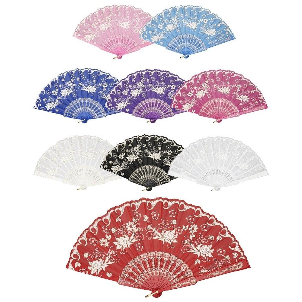 Floral Pattern Folding Fan Vintage Style Dance Fan Portable Silk Hand Fan Cosplay Event
