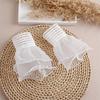 Fake Cuff Sleeve Women White Female Lace Pleated Flare Sleeve Detachable False Cuffs Ruffles Wristband Decorative Accessory