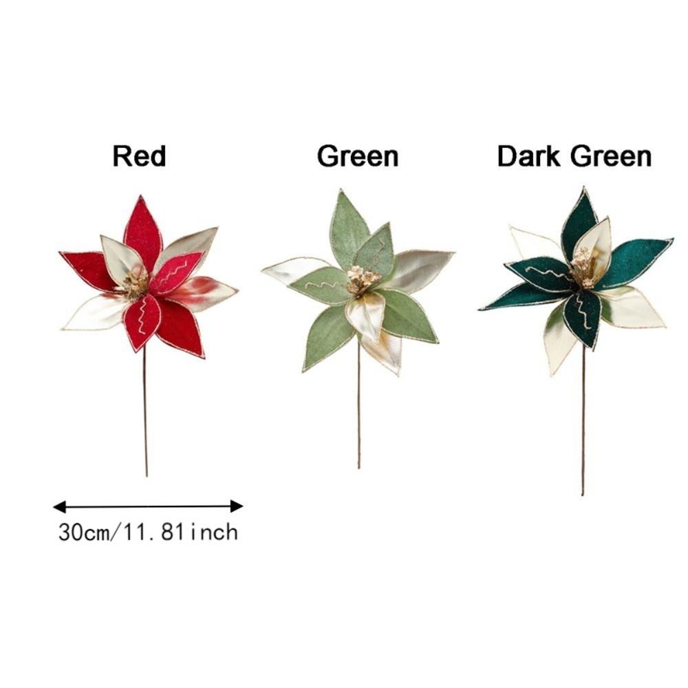 Velvet Texture Artificial Christmas Flower Glitter Edge Xmas Floral Decor  Tabletop Display