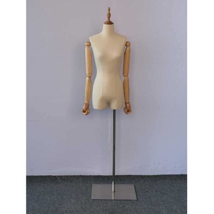 Velvet-Wrapped Female Half-Body Mannequin for Clothing Displays