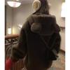 Korean Style Mink Fur Coat Women Winter Warm Hooded Plush Long Thick Jacket