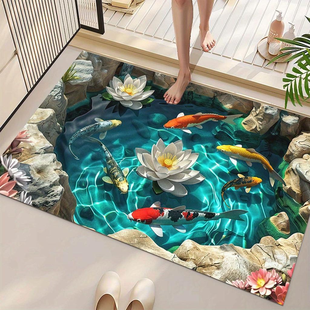 American 3D visual entryway wear-resistant door mat for home bathroom, anti slip and absorbent, easy to maintain floor mat