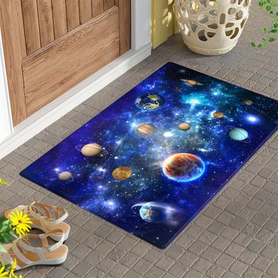 Alfombra de Piso Alfombra de Puerta Tema Espacio Planetas 3D Superficie de Franela Súper Suave con Respaldo de Látex Dibujos Animados Absorbente Alfombra de Baño Alfombra de Inodoro Entrada
