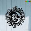 1pc Sun Moon Wall Sculpture Celestial Metal Art Statue Iron Decor for Living Room Garden Fence Indoor Outdoor Christmas New Year Housewarming Gift