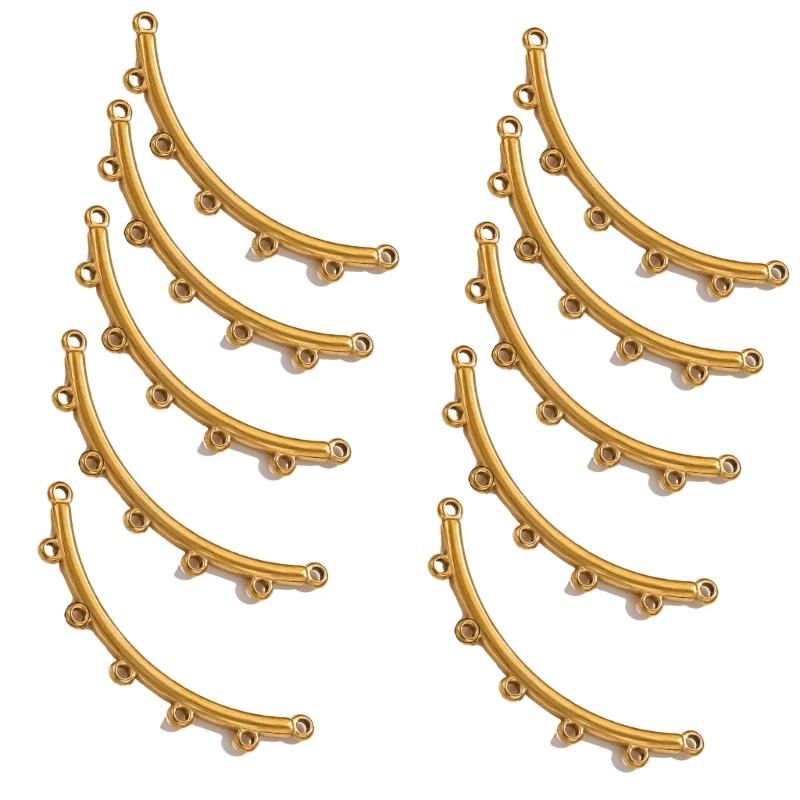 10pcs Multi size Stainless Steel Curved Connectors Multihole Necklace and Bracelet Connector Jewelry Making Supplies