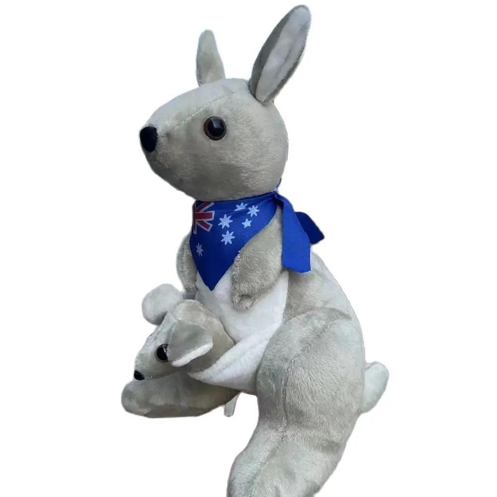 

28CM Cartoon Family Kangaroo Plush Toy Cute Mother And Child With Australian Scarf Animal Doll Child Christmas Birthday Gift 28cm