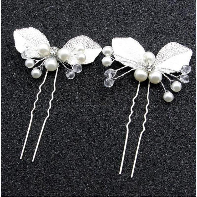 1/2/3Pcs Wedding Bridal Bridesmaid Pearl Gold Leaf Headpiece Hair Pin Hairpin Bridal Hair Accessories Head Piece Wholesale
