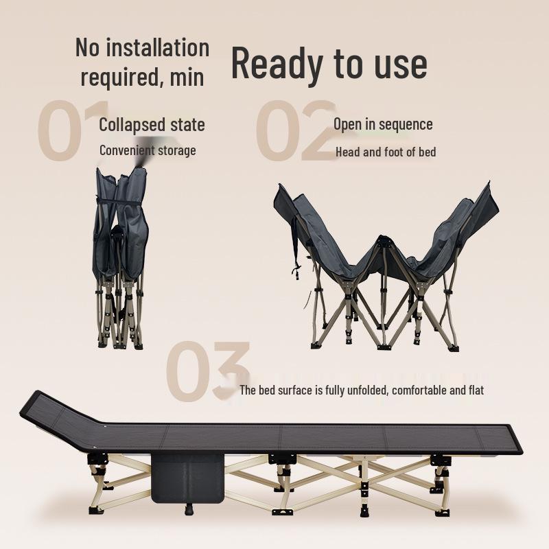 Folding Military-Style Single Recliner Bed for Outdoor or Office Use