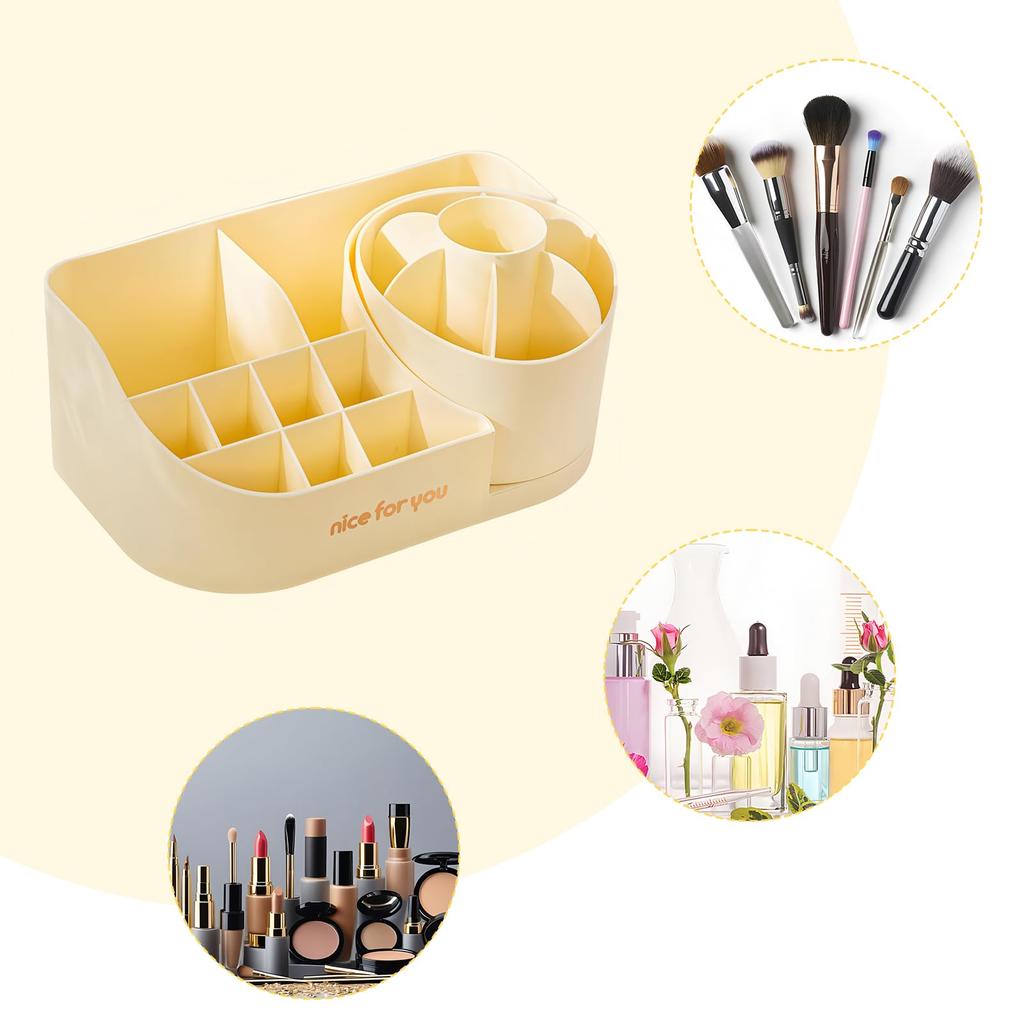 Nricrlus Small Item Storage Large Capacity Desk Organizer for Stationery and Nordic Lipstick Storage Cosmetics Storage Rotating Multifunctional