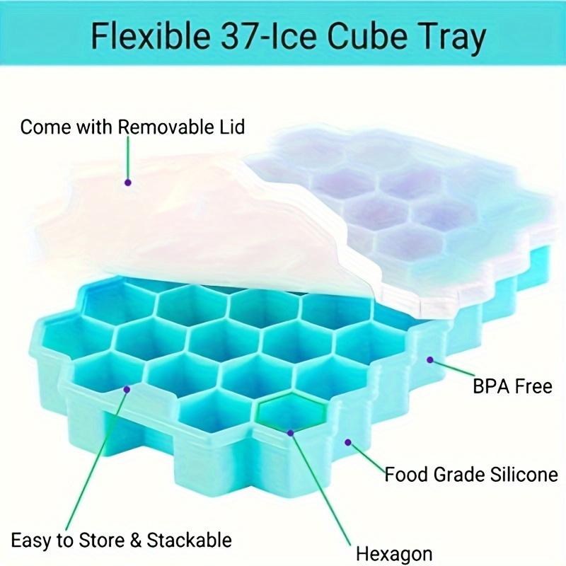 Large-capacity Ice Trays Silicone Mold Reusable Honeycomb Ice Cube Maker Food Grade Ice Maker with Lids Popsicle Mould Mold