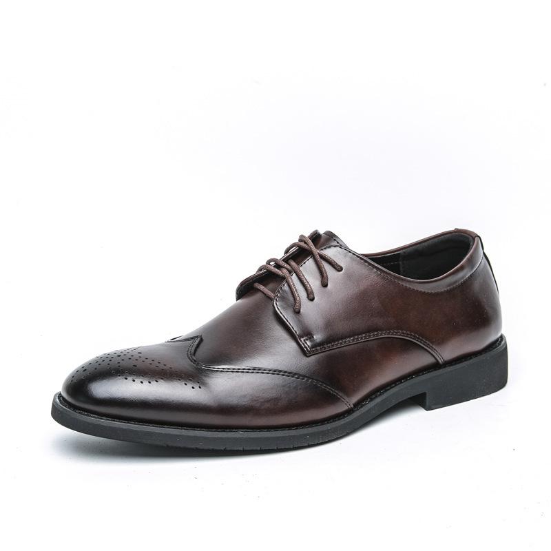 

Men s Spring and Autumn Business Dress Suit Leather Shoes Men s Personality Splicing Lace-up Derby Shoes Fashion Wedding Best Man Shoes 46