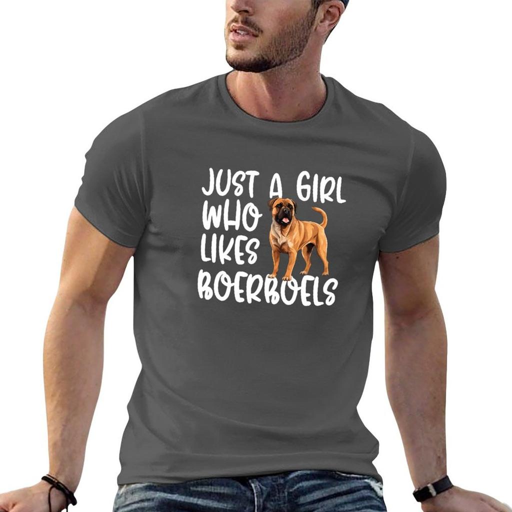 Just A Girl Who Likes Boerboels T-Shirt Vintage Clothes Shirts Graphic Tee Oversized T Shirt Tees T Shirt Men