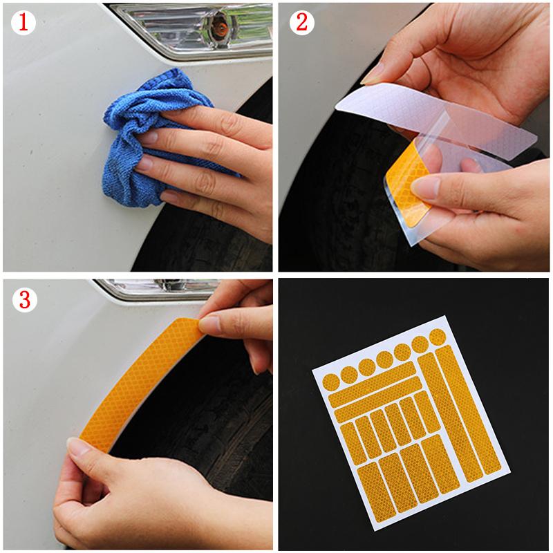 Car Motorcycle Reflective Stickers Night Safty Warning Reflector Film Decal Decoration Bicycle Wheel Reflector Auto Accessories