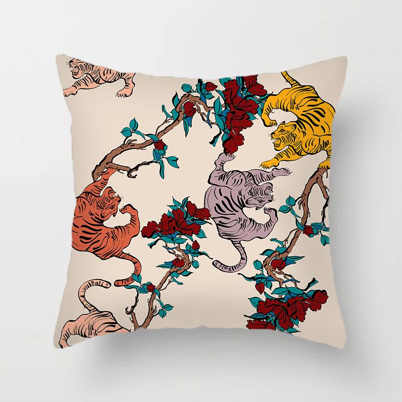 New Jungle Tigers Cushion Covers Modern Nordic Simple Pillowcase Hand Painted Cartoon Tigers Sofa Couch Throw Pillows Decor Home