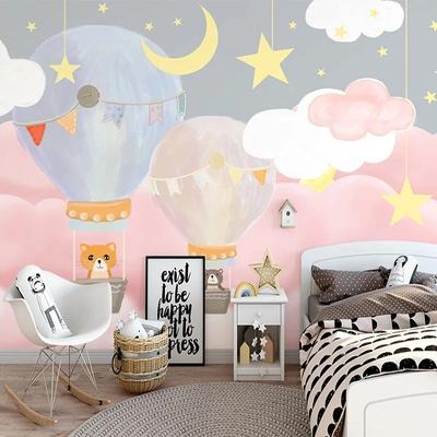 3D Muurschildering Behang Cartoon Luchtballon Fresco Kinderkamer Meisjeskamer Huisdecoratie Achtergrond Behang