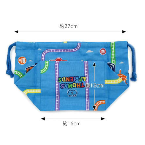 OSK Thomas the Tank Engine Drawstring Lunch Bag, Made in Japan, Stylish, Cute, Simple, Easy to Use, Easy to Access, Unisex, for Kids and Elementary Sc