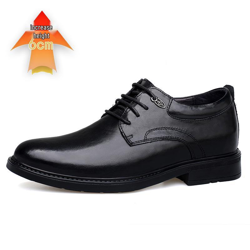 Men's Spring & Autumn Leather Shoes - 6cm Height Boost, Thick Sole, Formal/Casual Versatile Footwear