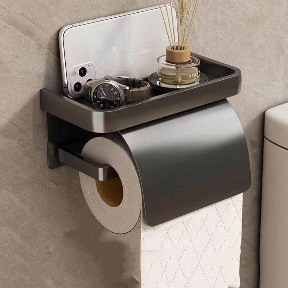 Punch-free Bathroom Tissue Self Baffle Design Tissue Roll Hanger Toilet Paper Holder  Home