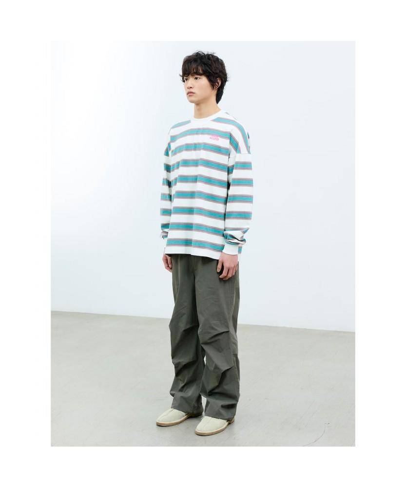 Saendeusaundeu (Unisex) Striped Long Sleeve T-Shirt Ivory