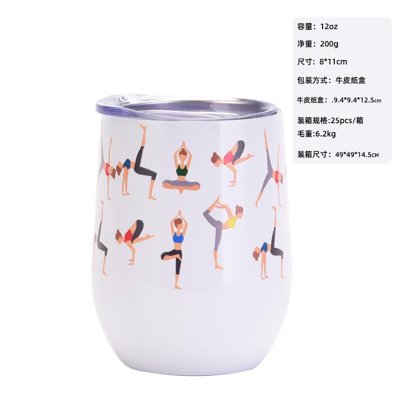 

Yoga-Themed Water Cup Women S Portable Sports Thermos Cup With Lid Eggshell Cup Car Water Cup 300-1000ml