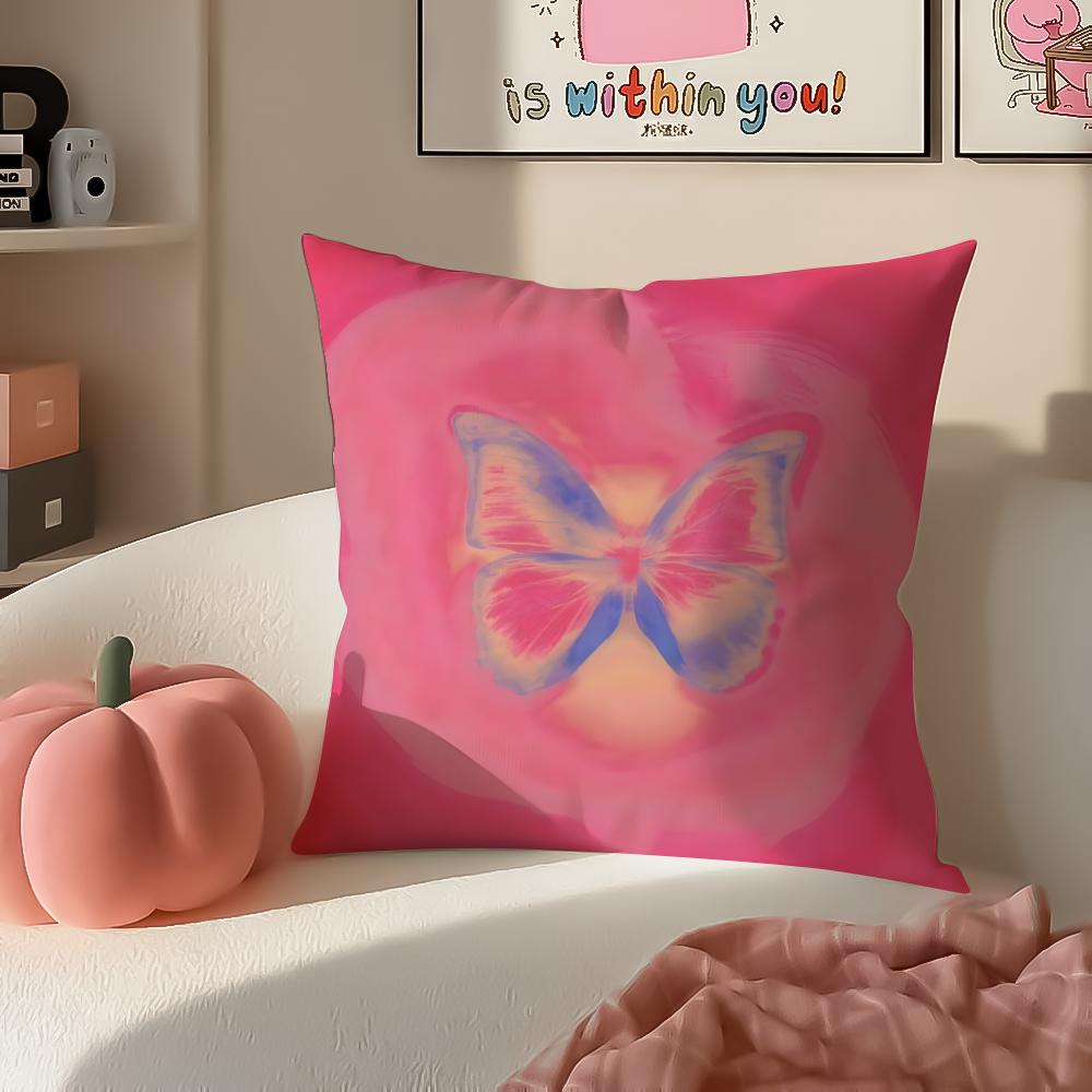Dreamlike BButterfly Film Dreamy Cushion Cover Pillowcase Short Plush Invisible Zipper Room Sofa Cushion Cover