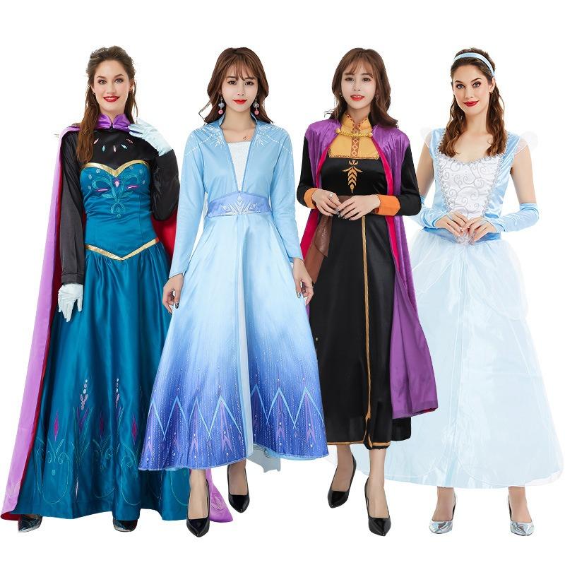 Frozen Adult Dress Queen Elsa Princess Dress Elsa Dress Anna Performance Costume Veil Dress