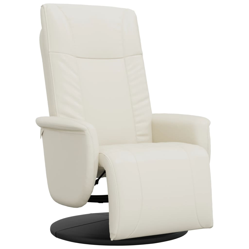 Recliner with Footrest Cream Synthetic Leather