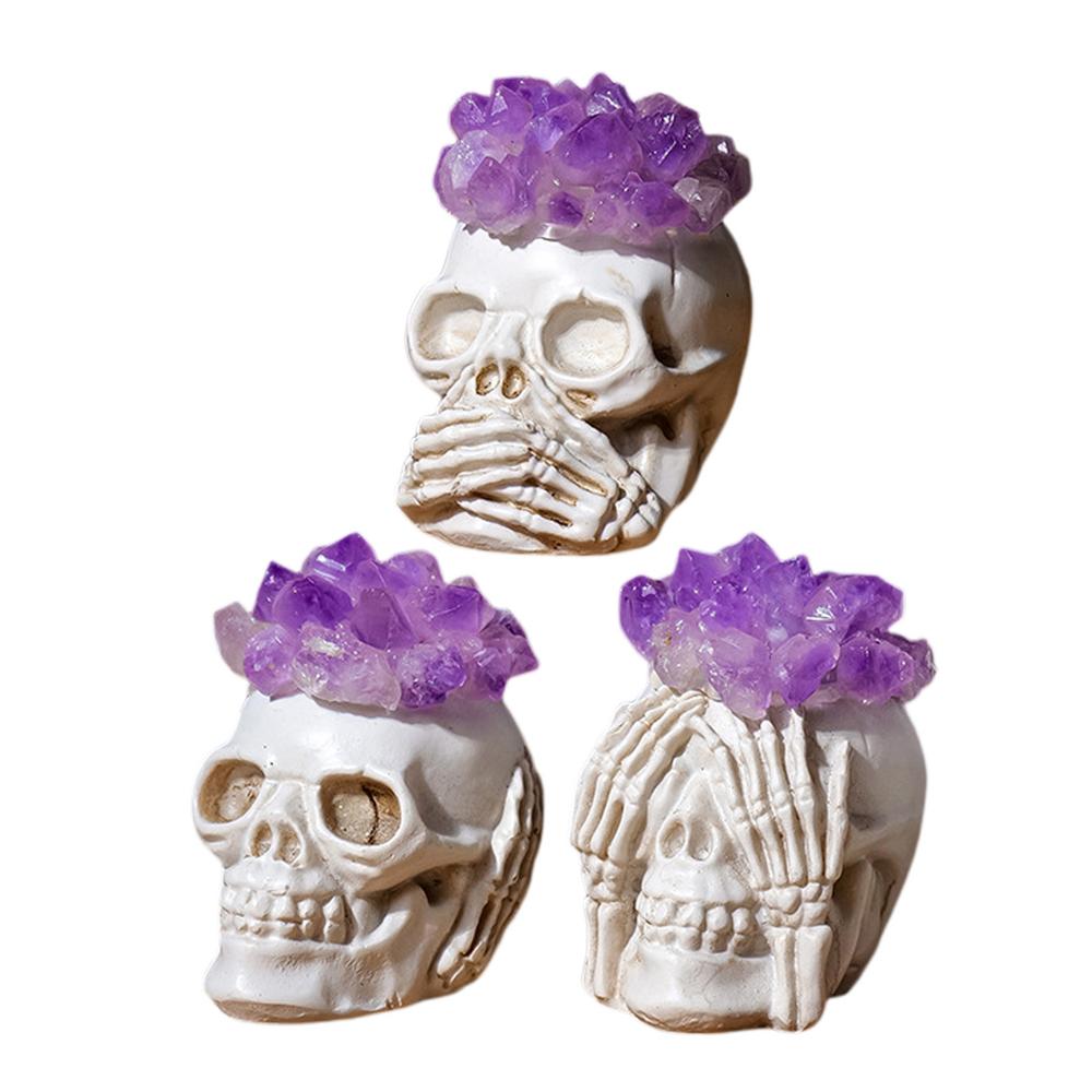 Amethyst Skull Ornament Skull Sculpture Statue Skull Statue Halloween Decor For Gardens