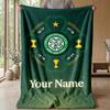Custom Text Flannel Throw Blanket, Lightweight Cozy Bed Sofa BlanketCeltic FC
