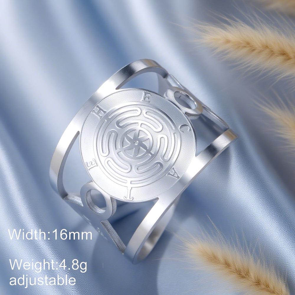 Dawapara Hekate Wheel Ring Adjustable Stropholos of Hecate Ancient Greek Goddess Ring Stainless Steel Jewelry