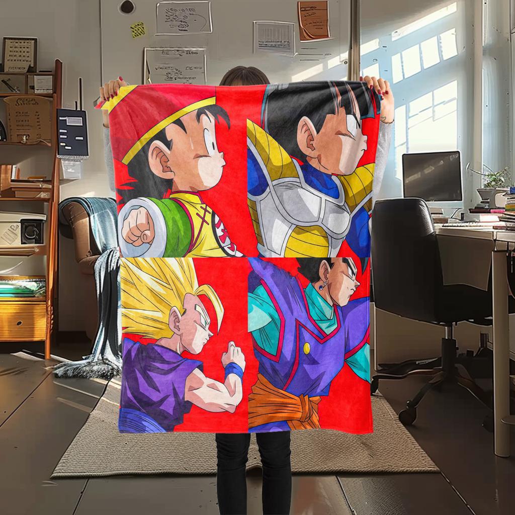 1 Stück DRAGON BALL Aufdruck Flanelldecke, Hohe Qualität für alle Jahreszeiten, Heimdekoration, Wärme und Komfort, Perfekt für Weihnachtsgeschenke