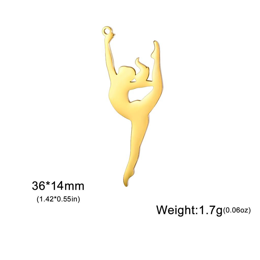 Teamer 5pcs/lot DIY Gymnast Sporter Charms Stainless Steel Gymnastics Dancer for Necklcae Bracelets Keychain Jewelry Making Gift
