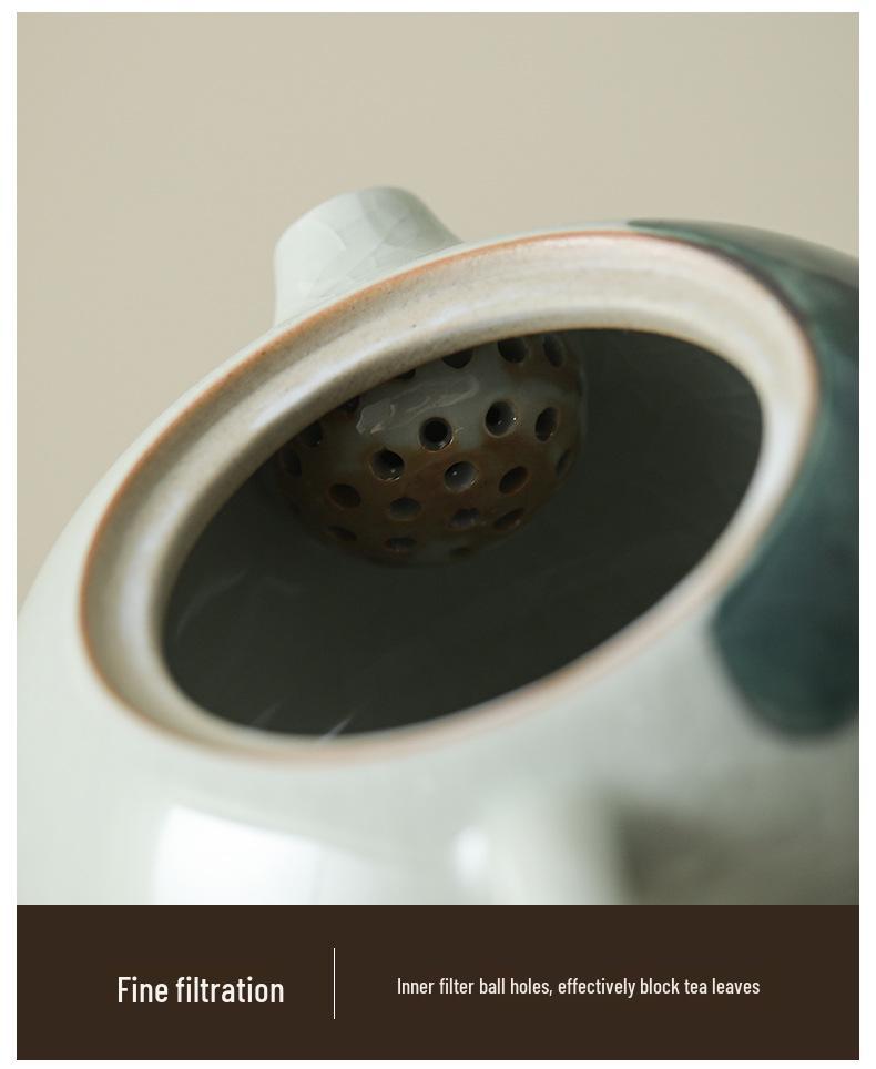 Hand-Painted Ge Kiln Ceramic Kung Fu Tea Set: Teapot & Two Cups Portable Set