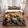 3pcs Christmas Teddy Bear Family Bedding Set - Includes One Quilt Cover and Two Pillowcases (No Core) - Festive Gift for Bedroom Decor - Pol