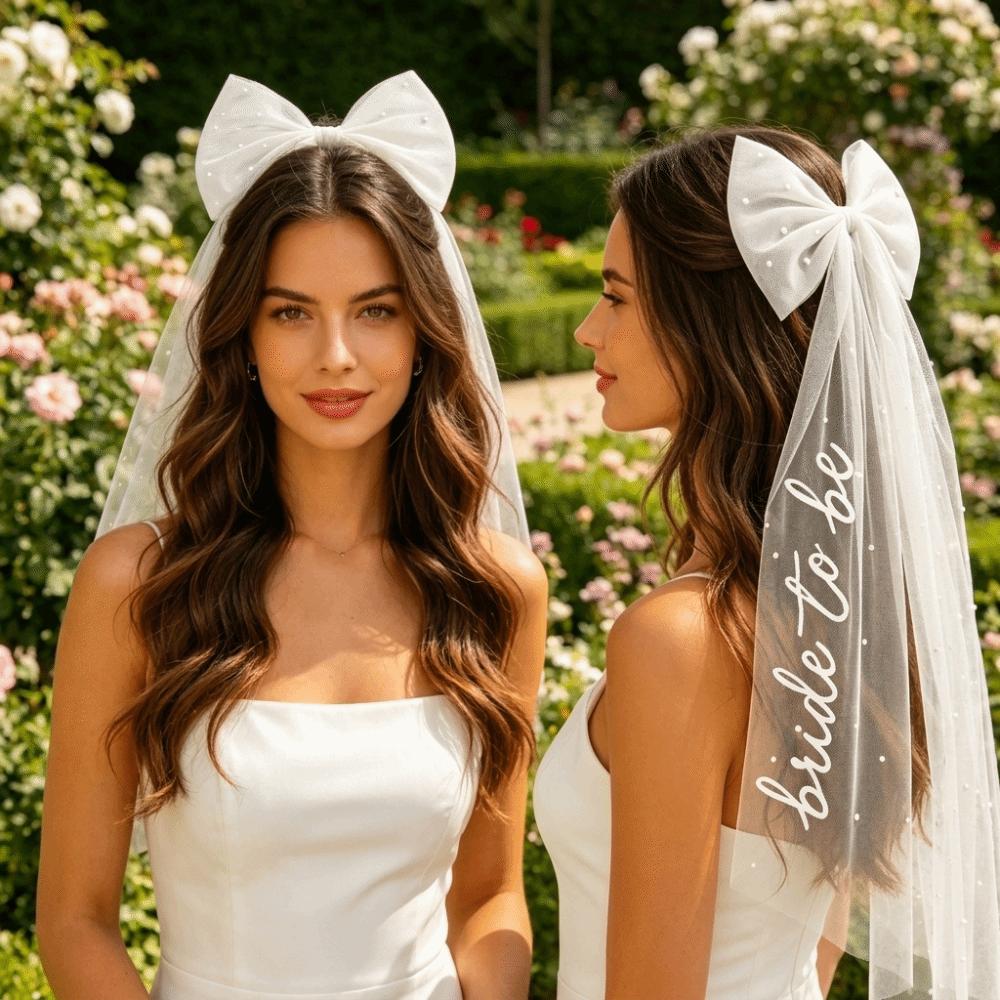 Elegant Bridal Veil Simple Wedding Headdress Clothes Match Bride Bow Hair Veil Bridal Events
