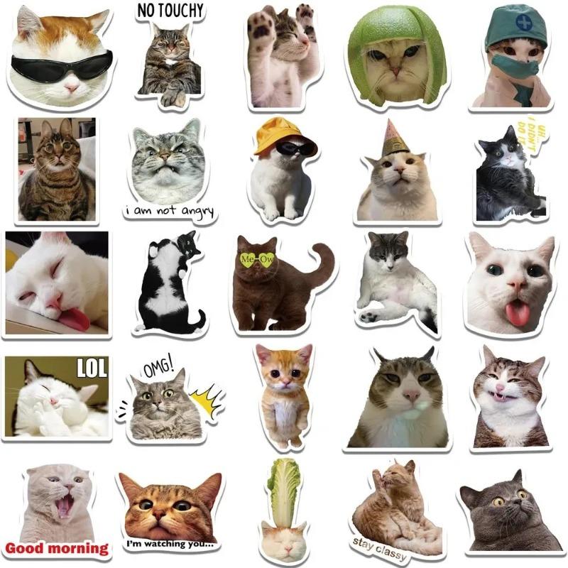 50PCS Funny Cat Sticker Creative Diy Laptop Case Water Bottle Sticker