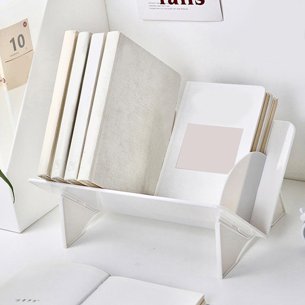 Desktop Small Bookshelf Simple Large Capacity Plastic Tilted Desk Book Storage Rack for Home